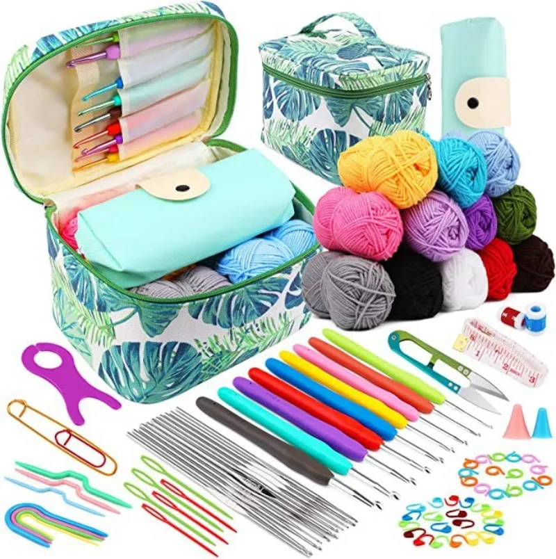 87pcs Cotton Yarn Thread Ball For Crochet Knit Hook Sets Hand Knitting Needles Tools Crochet Ball Markers Accessories With Bag