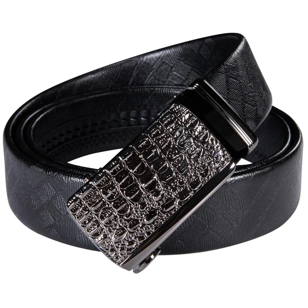 

High Quality Black Leather Belts for Men Metal Automatic Buckle Rachat Cowskin Waistband Casual Male Straps Barry.Wang