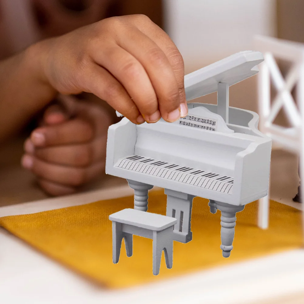 بيانو صغير زخرفة خشبية تصميم واقعي سطح متين للمنزل الصغير غرفة المعيشة المشهد تخطيط الدعامة أداة صغيرة