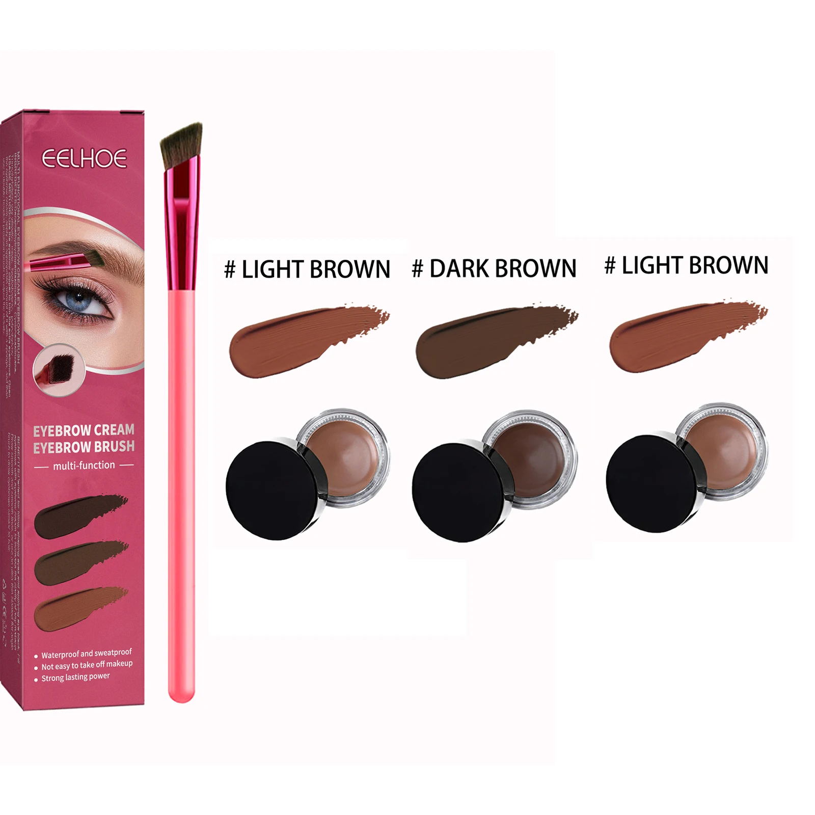  كريم الحواجب وفرشاة ملء الحواجب تزيد من مظهر المكياج وضوح تشكيل الحاجب الملون مجموعة فرشاة الحاجب متعددة الوظائف #4