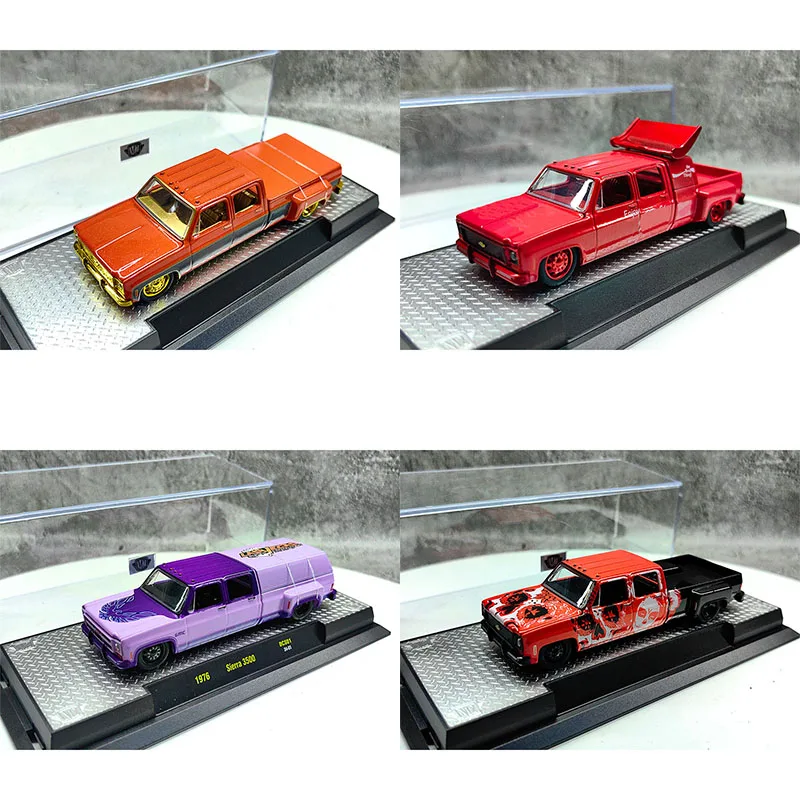 

M2 1:64 Travel Car Racing Pickup Day of The Dead Special Edition Sierra 3500 Alloy Die Casting Model Collect Ornaments