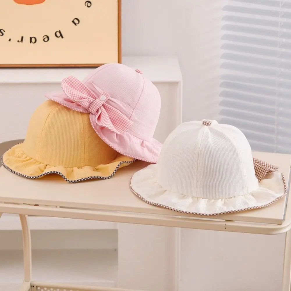

Summer UV Protection Children Sun Visor Hat Bow Wide Brim Kids Bucket Cap Cotton Baby Fisherman Hat Outdoor