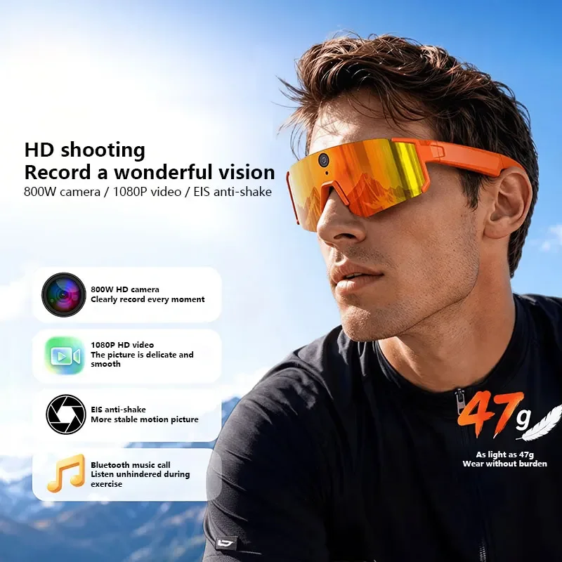 Lenovo AI Smart Glasses 8K Camera 2400W Anti-shake Cycling Video&Photo Sport Sunglasses for Men Women Windproof Goggles image 4