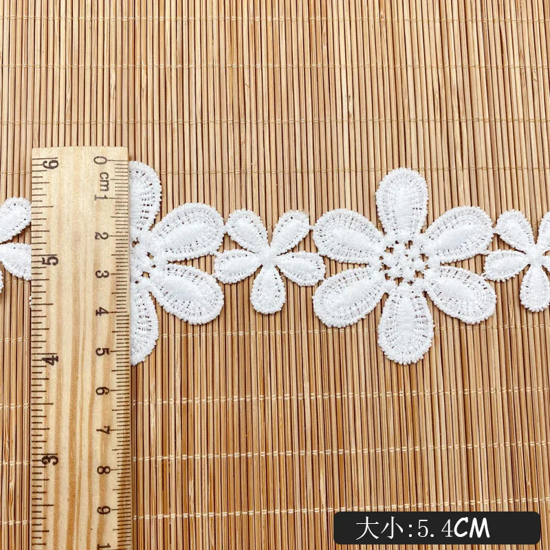 5.4cm Black White Flower Lace Accessories Fabric Embroidery Crafts Diy Decorate Clothes Wide Lace Fabric 5 Yards High Quality