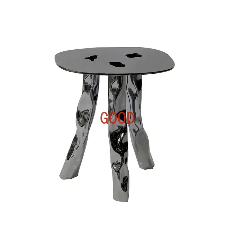 

Light Luxury Stainless Steel Handmade Pleated Coffee Table Living Room Sofa Side Table