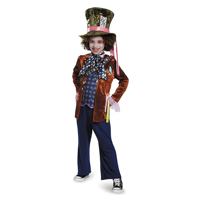 Halloween Kids Child Mad Hatter Deluxe Alice In Wonderland Cosplay Boy Costume For Party Girl Movie CMM1501