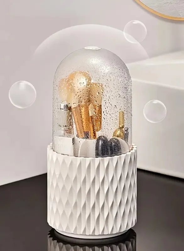 Actualice tu tocador: 360 °   Organizador de maquillaje giratorio: soporte compacto y portátil para brochas cosméticas y lápiz labial para cejas Pe