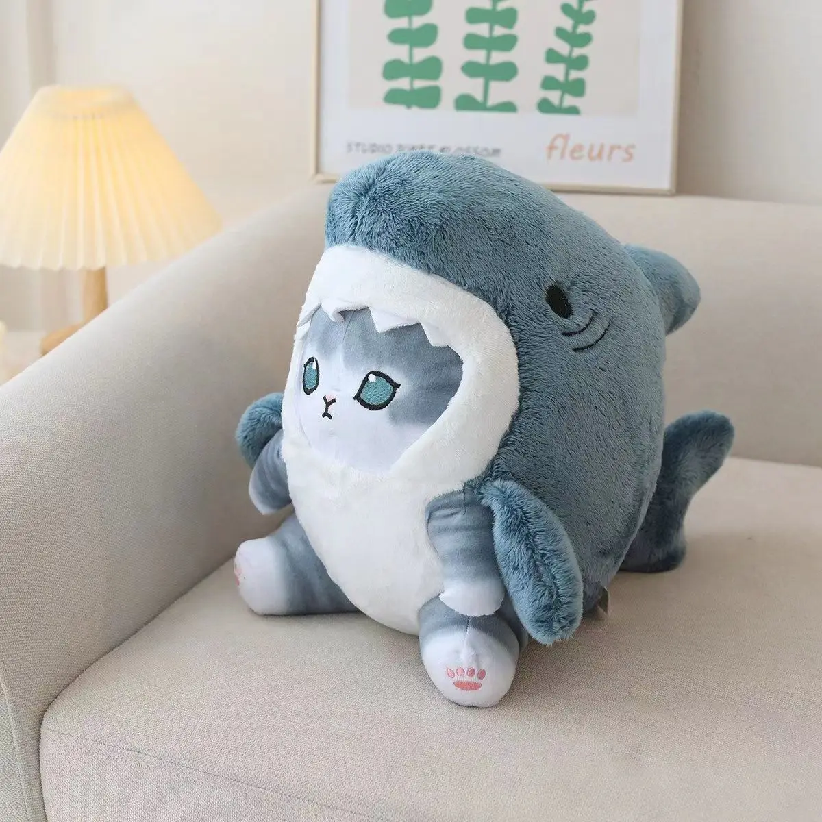 Cute Shark Cat Doll High Beauty Plush Pillow for Best Friend's Birthday and Holiday Gift Shark Cat