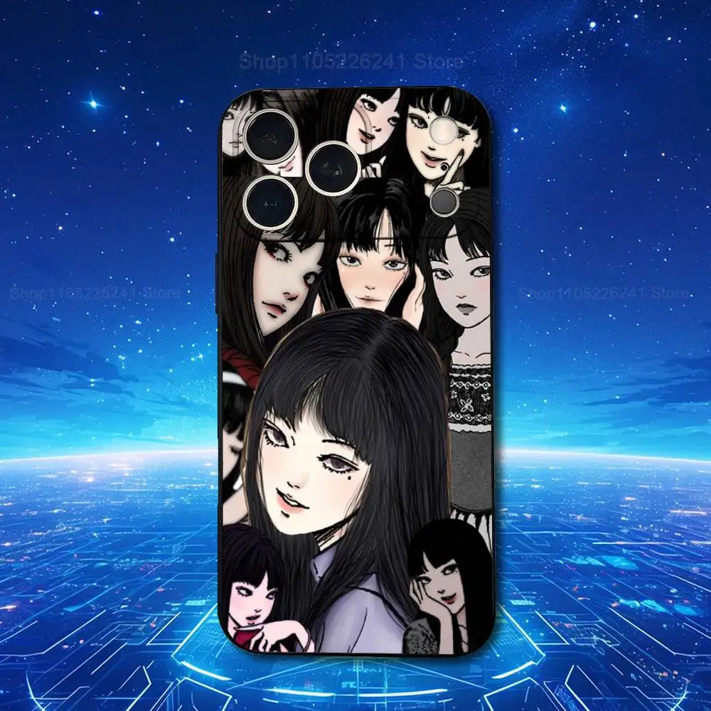 حافظة T-Tomie J-Junji I-Ito Comics لهاتف iPhone 11,12,15,14,13,16,17,Plus,Pro Max,XS,X,XR,SE,Mini,8,7,Soft Silicone Black