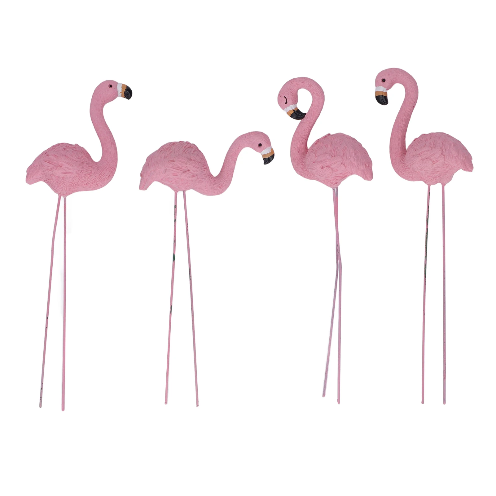 Clearance Deal 4 Pcs Pink Flamingo Garden Statue Fine Details Stylish Vivid Small Flamingo Statue Yard Lawn Patio Decorations