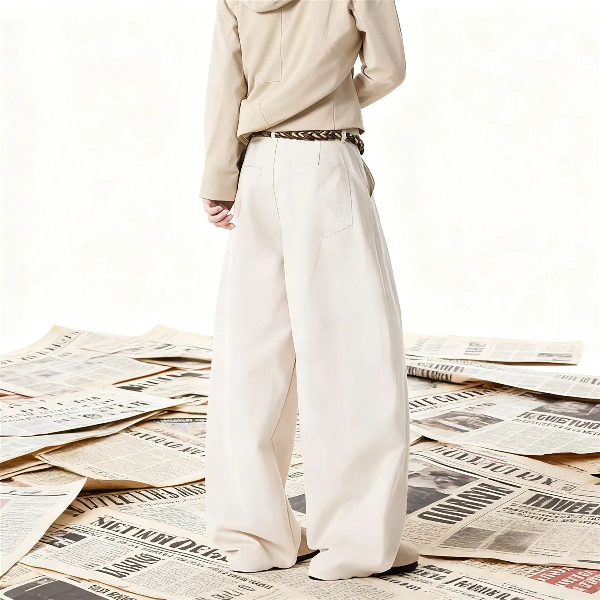 アメリカンスタイルのワイドレッグパンツ韓国版レトロルーズメンズカジュアルジーンズ若者トレンディなフロアレングスパンツ男性服