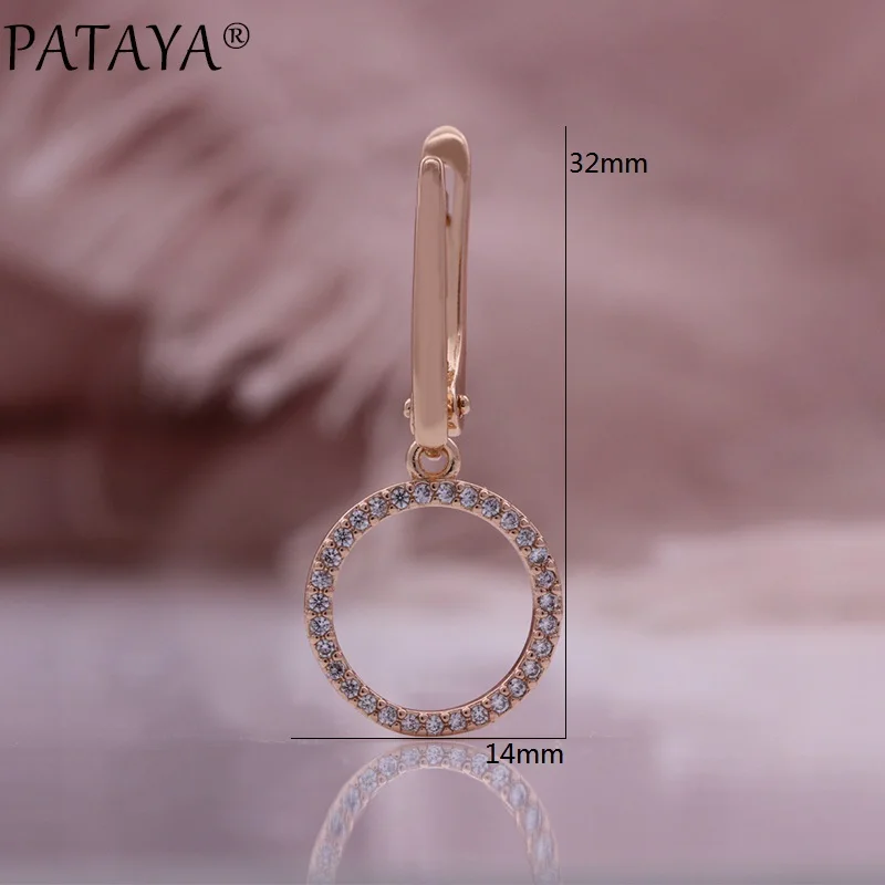 PATAYA Trendy 585 Rose Gold Color Natural Zircon Earrings Fashion Jewelry Tassel Dangle Earrings Fine Daily Jewelry