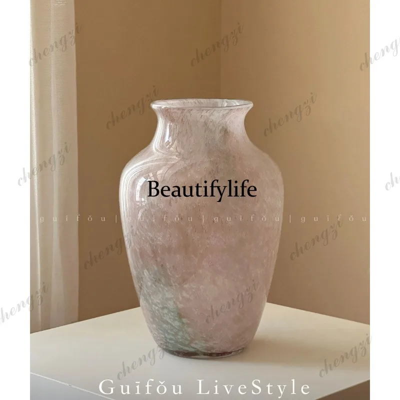A95 Chinese retro lily glazed vase living room advanced light luxury ornament new