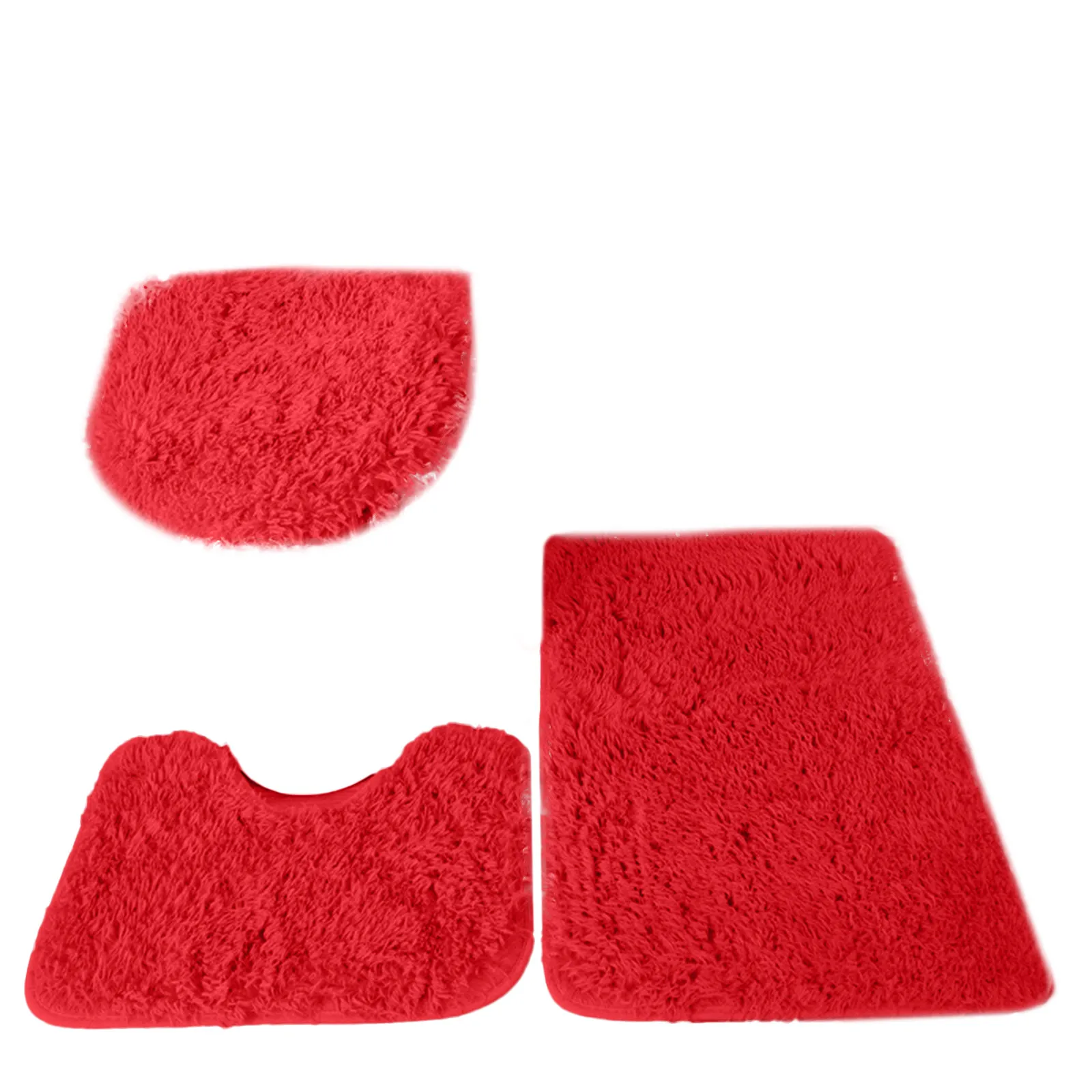 3pc 50cm*83cm Bathroom Set Rug Mat Toilet Lid Cover Plain Solid Color Bathmats