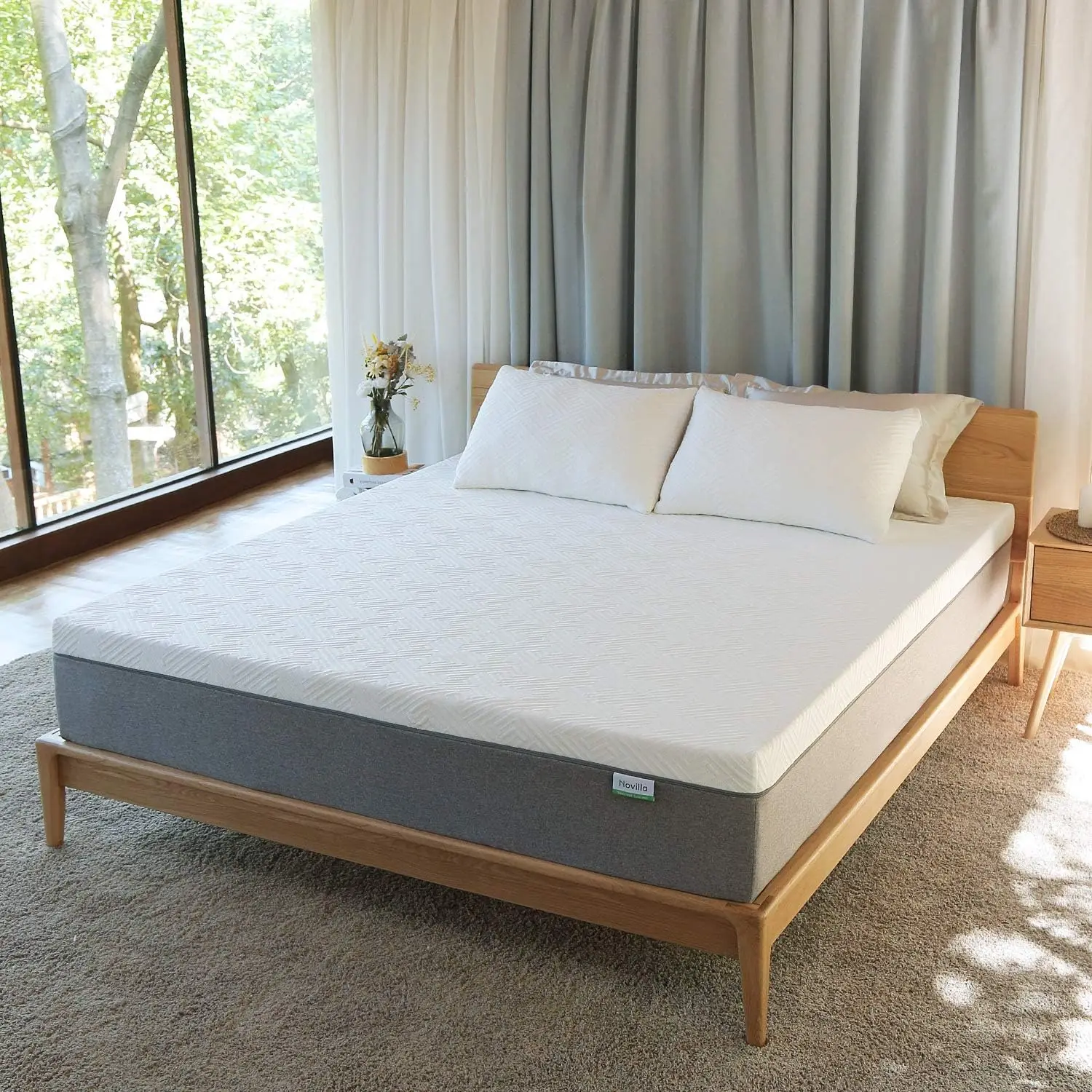 Novilla-Matelas Queen Size, Matelas en mousse à mémoire de forme en gel de 12 pouces pour la nuit fraîche et les instituts de pression, Drapeau en peluche moyen, Bliss