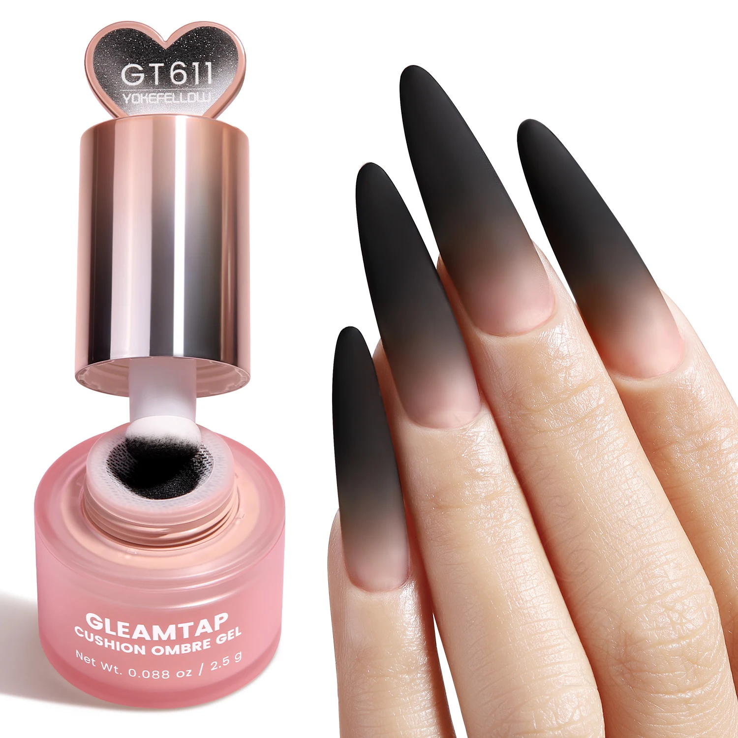 YOKEFELLOW GleamTap Cushion Ombre Painting Gel Schwämme Neon-Orange Hochpigmentiertes No-Wipe Gradient Pat Pat Gel Polish GT624 – Detail 13