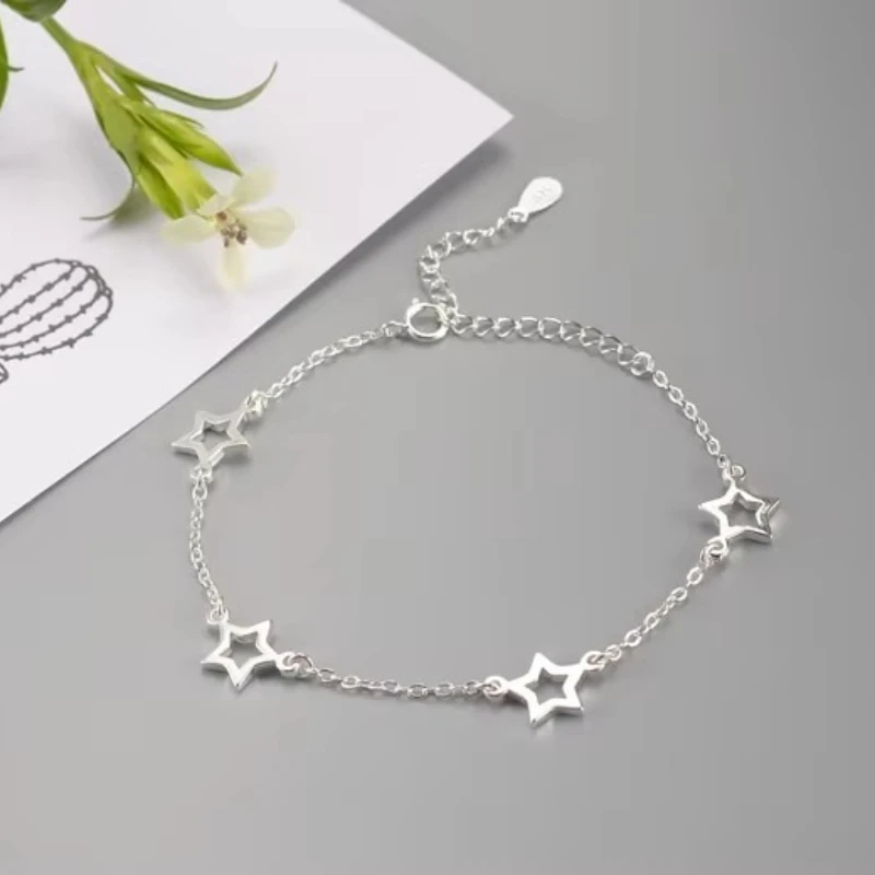 New Fashion Jewelry Beautiful 925 Sterling Silver Bracelets Star Simple Personality Sweet Bracelets