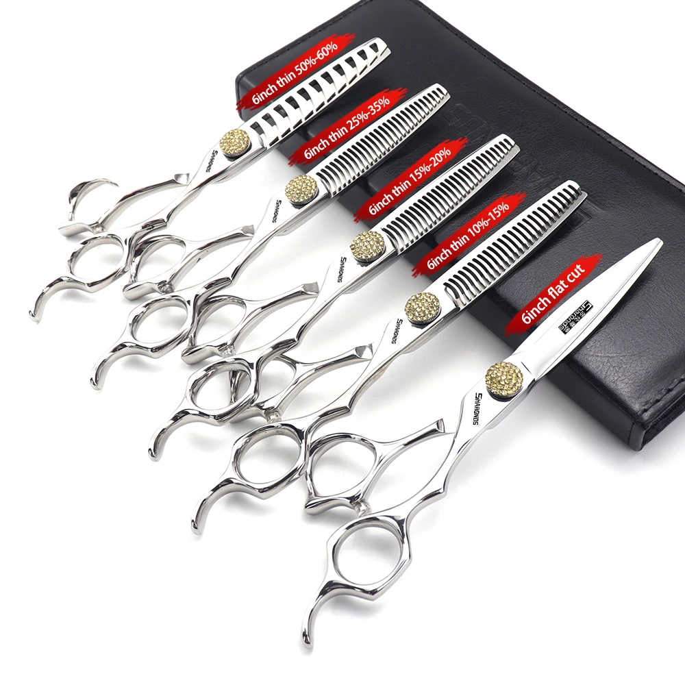 6/7 inch barber scissors Genuine 440C Japanese Steel Hair Scissors Left Handle Hairdressing Scissors Right Handle Barber Shears