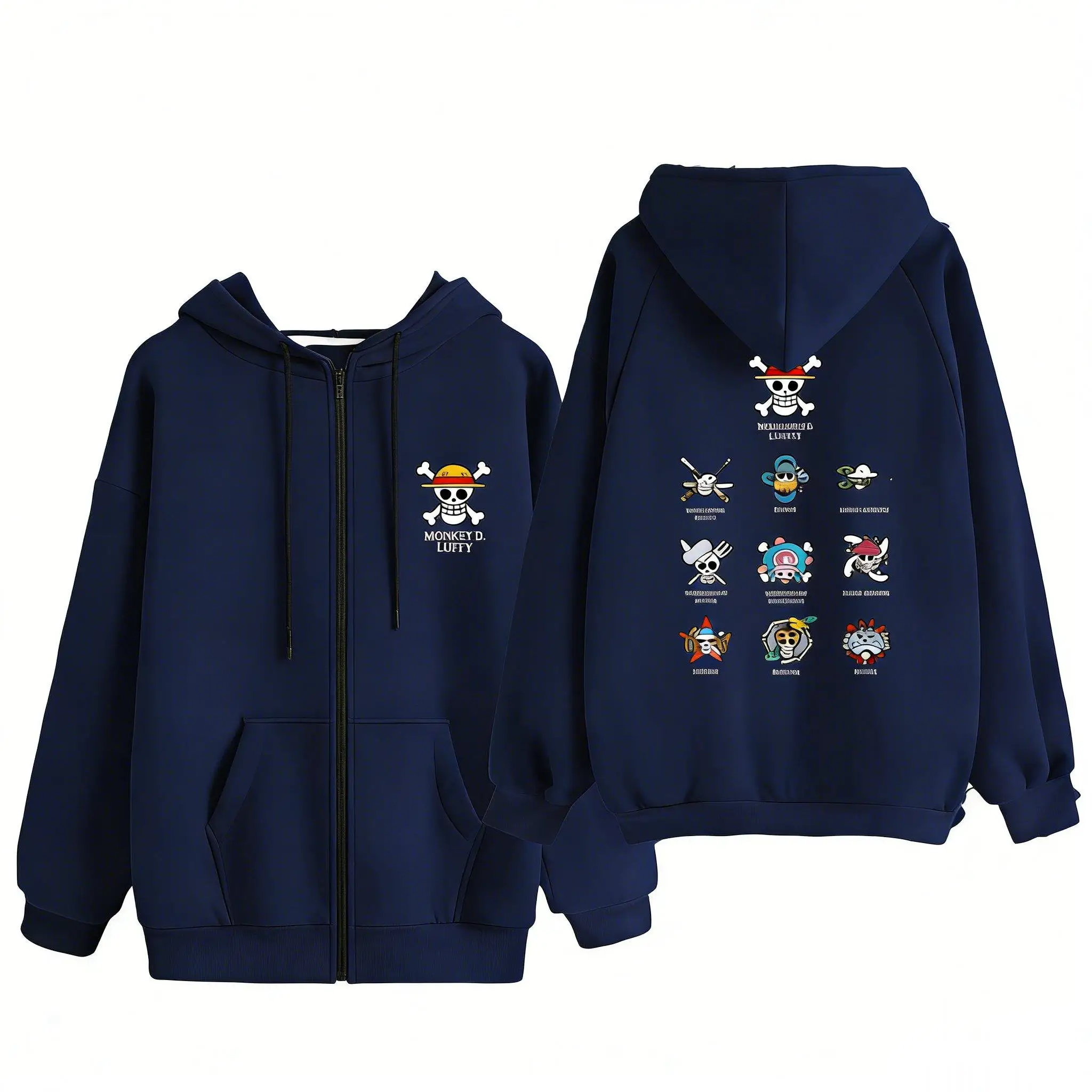 Chaqueta con capucha de Anime de una pieza, estampado gráfico de mono D Luffy, ropa de calle de invierno 2026, sudadera con cremallera para Cosplay, Top informal para hombres y mujeres