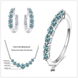 4.5ct moissanite  925 sterling silver  lab Diamond Sets for Women with ring earring necklkace female dating party set gifts