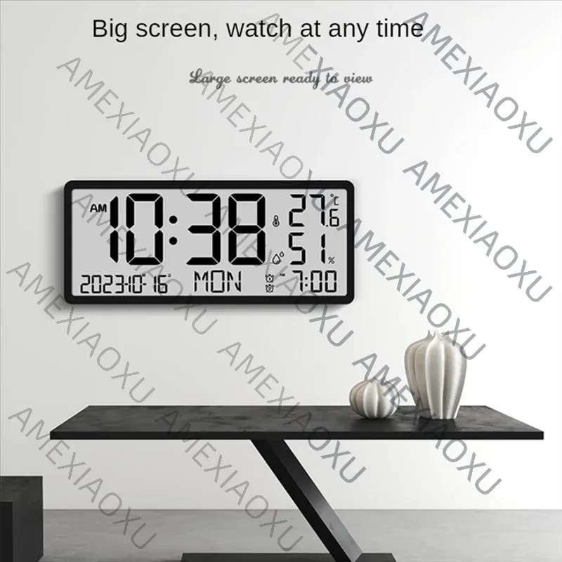 

Цифровой ЖК-будильник AMEXIAOXU с датчиком температуры, настольный и настенный, с ручной и автоматической регулировкой дисплея, простое управление