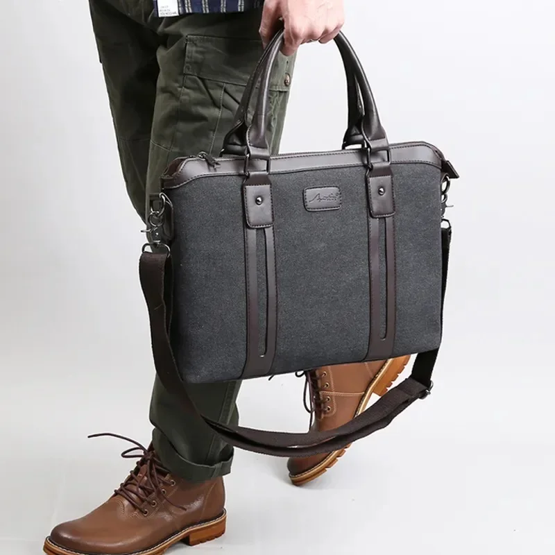 

Men Canvas Business Messenger Bags for Men Shoulder Bag Vintage Crossbody Luxury Fashion High Quality Briefcase Men Handbag