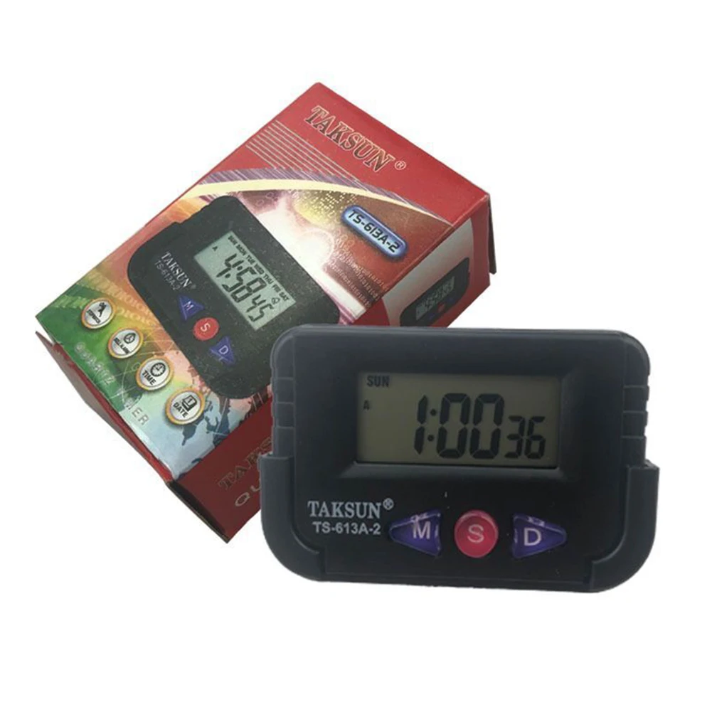 Portable Digital Clock Car Pocket Sized Electronic Travel Alarm Clock 12 Hour Date Automotive Electronic Stopwatch Alarm Clock