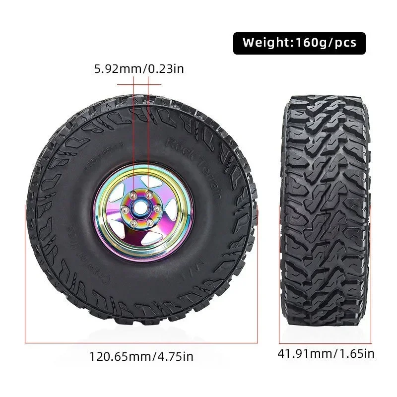 4 قطعة 120 مللي متر 1.9 "معادن Beadlock عجلة حافة المطاط الإطارات مجموعة ل 1/10 RC الزاحف سيارة TRX4 RC4WD D90 D110 محوري SCX10 MST