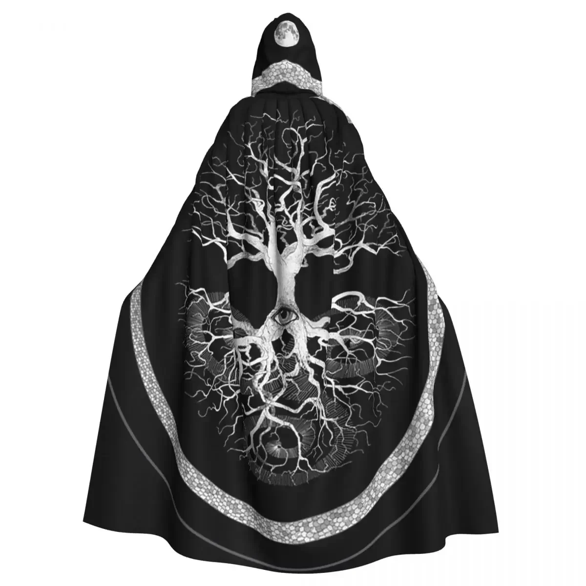 Great Tree of Life Print Hooded Cloak Witch Costume Cosplay Cape Halloween Vampire Adult Unisex Fashion