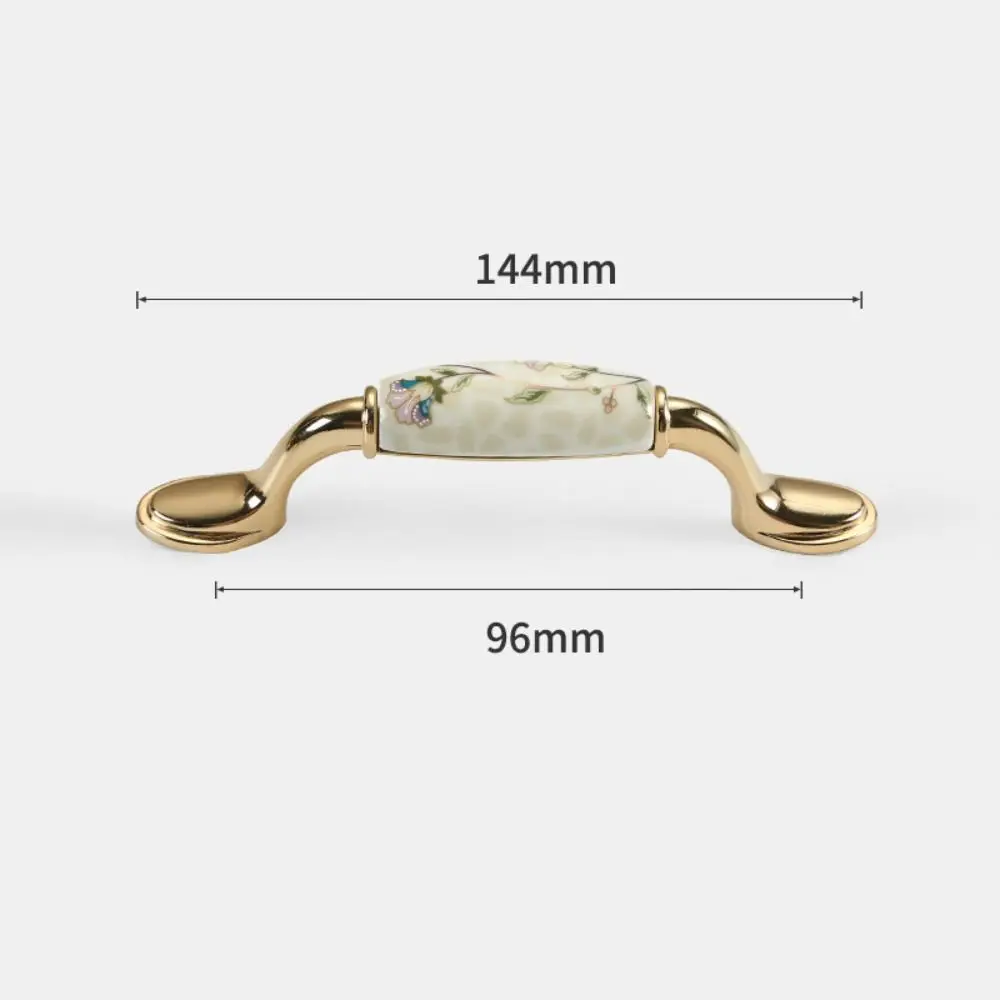 Zinc Alloy Gold Kitchen Cabinet Handle Stylish Design Modern Ceramic Drawer Pulls Light Luxury Elegant European