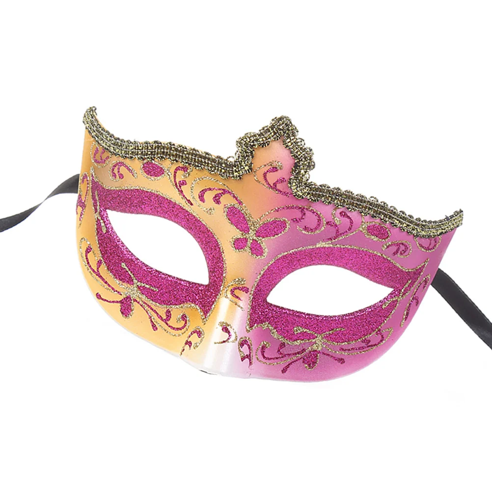 Half Face Mask Rosy Halloween Party Masquerade Cosplay Prop For Adults Teens Carnival Rave Wedding Dance Costume Accessory