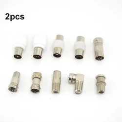 2x TV RF F female Male to RF Coax F female Plug adapter Connector Socket Terminal Converter video For Antennas Coaxial Aerial