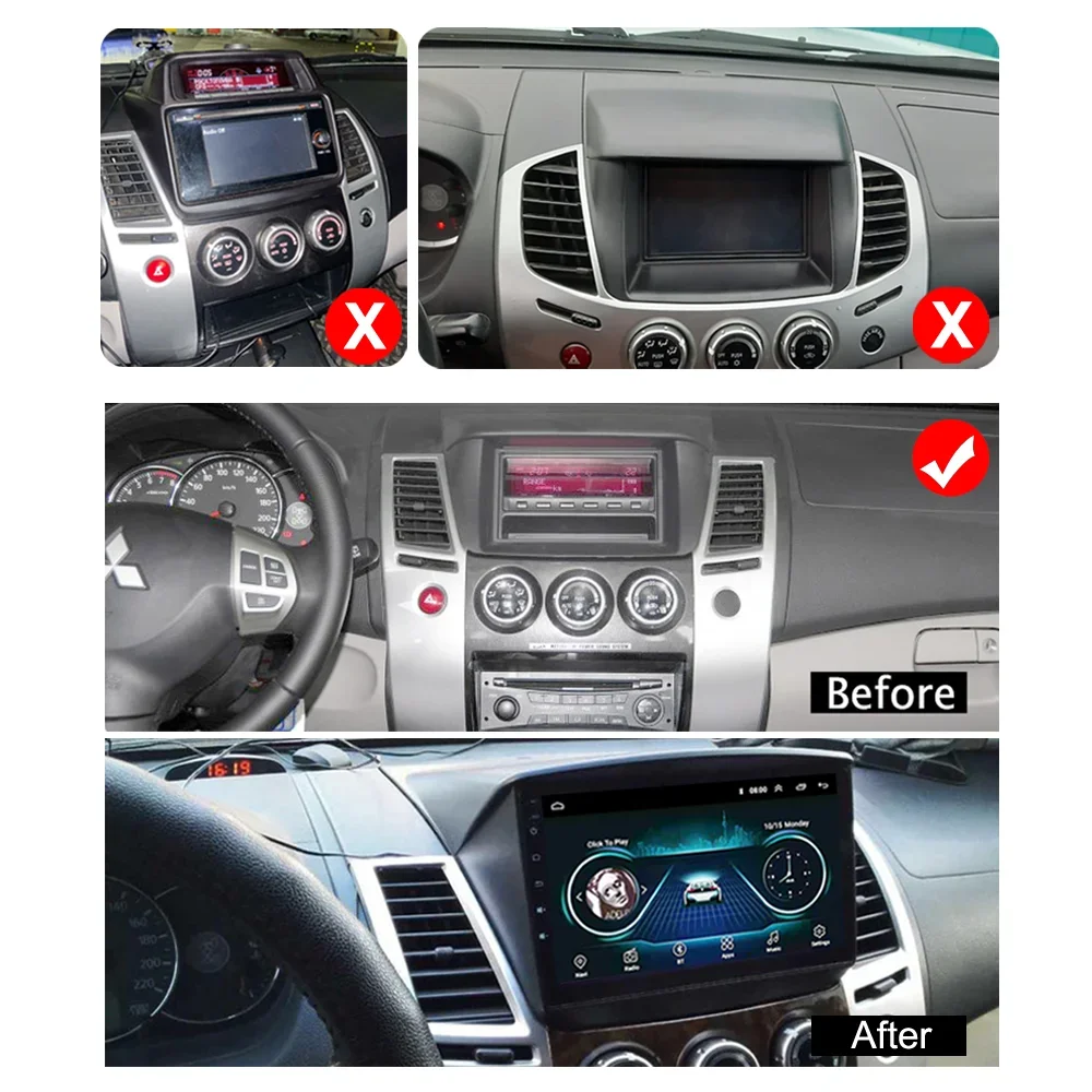 Car Radio For Mitsubishi Pajero Sport 2 L200 Triton 2008-2016 Carplay Navigation GPS Android Auto DSP Miltimedia Player No 2din