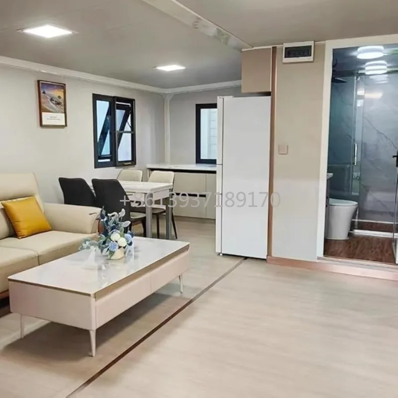 20Ft Prefabricated Luxury Villa, Small Expandable Container House with 2 3 4 Bedrooms Full Kitchen & Bathroom
