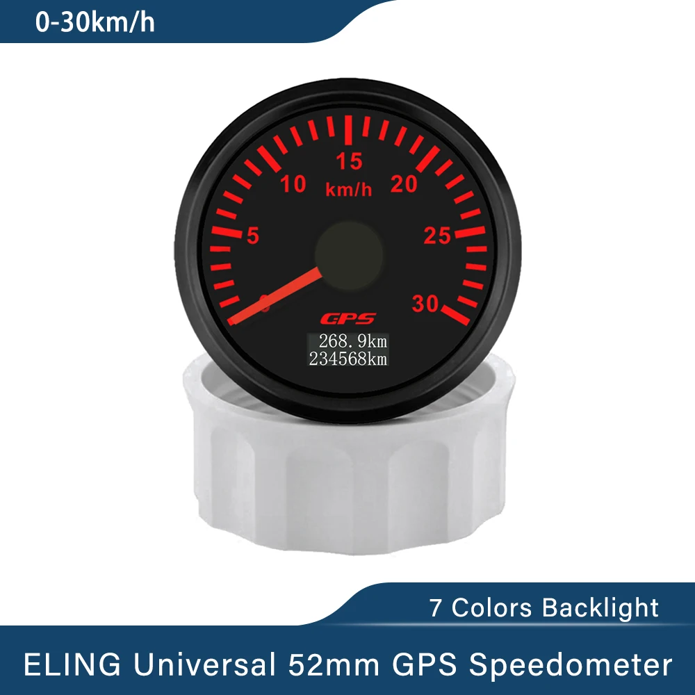 

ELING 52 мм GPS-спидометр 0-30 км/ч 0-80 км/ч 200 км/ч одометр-штатив с GPS-антенной 7 цветов подсветка для грузовика, лодки 9-32 В