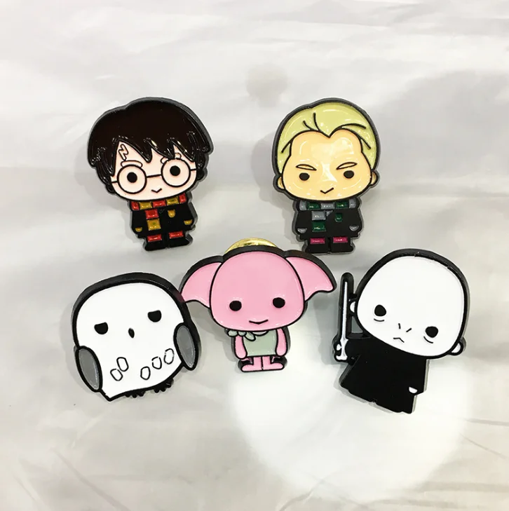 Harried Potters Brooch Student Enamel Pin Brooches Hermione Dobby Malfoy Cartoon Metal Brooch Pins Badge Collar Jewelry Gift Toy