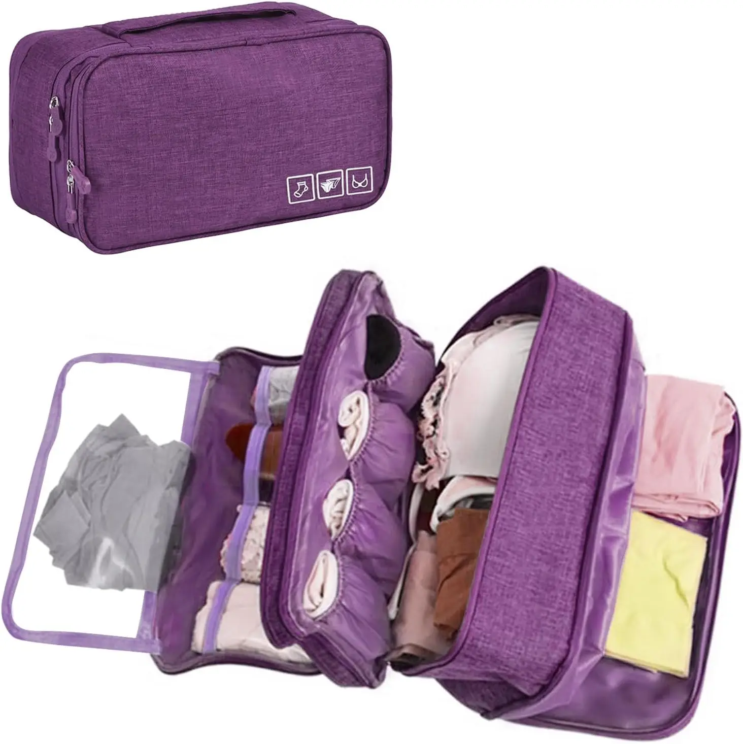 

Travel Underwear Organizer - Portable Bra Travel Packing Storage Bag Large Compartment Underwear and Sock Organizer Bag