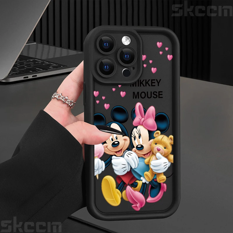 Disneys Mickeys Minnies Mouses Heart Phone Case For iPhone 16 15 14 13 12 11 Pro Max 7 8 Plus X XS XR Y2K Cute Back Cover