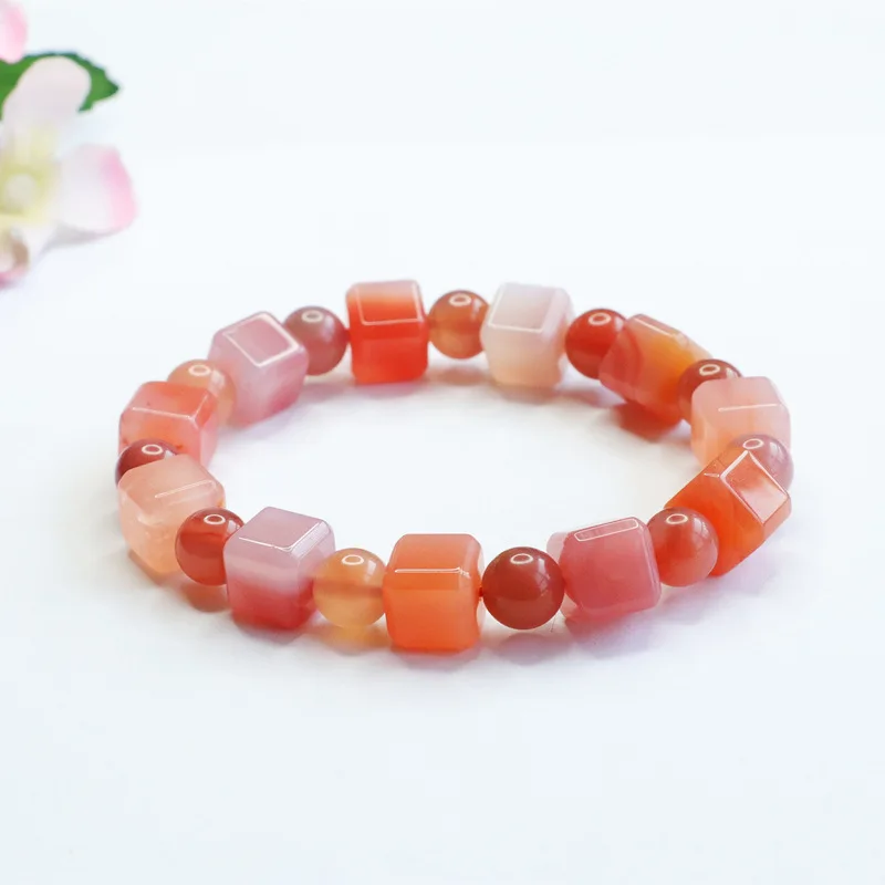 Juantuyu Natural Yanyuan Agate Sugar Cube Bracelet Crystal Jewelry S2102605