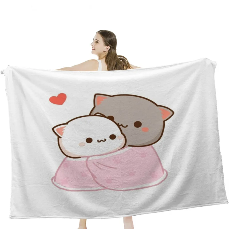 Mochi Peach Cat Throw Blankets Tufting Blanket For Travel Light Dorm Room Essentials Luxury Thicken  Blanket