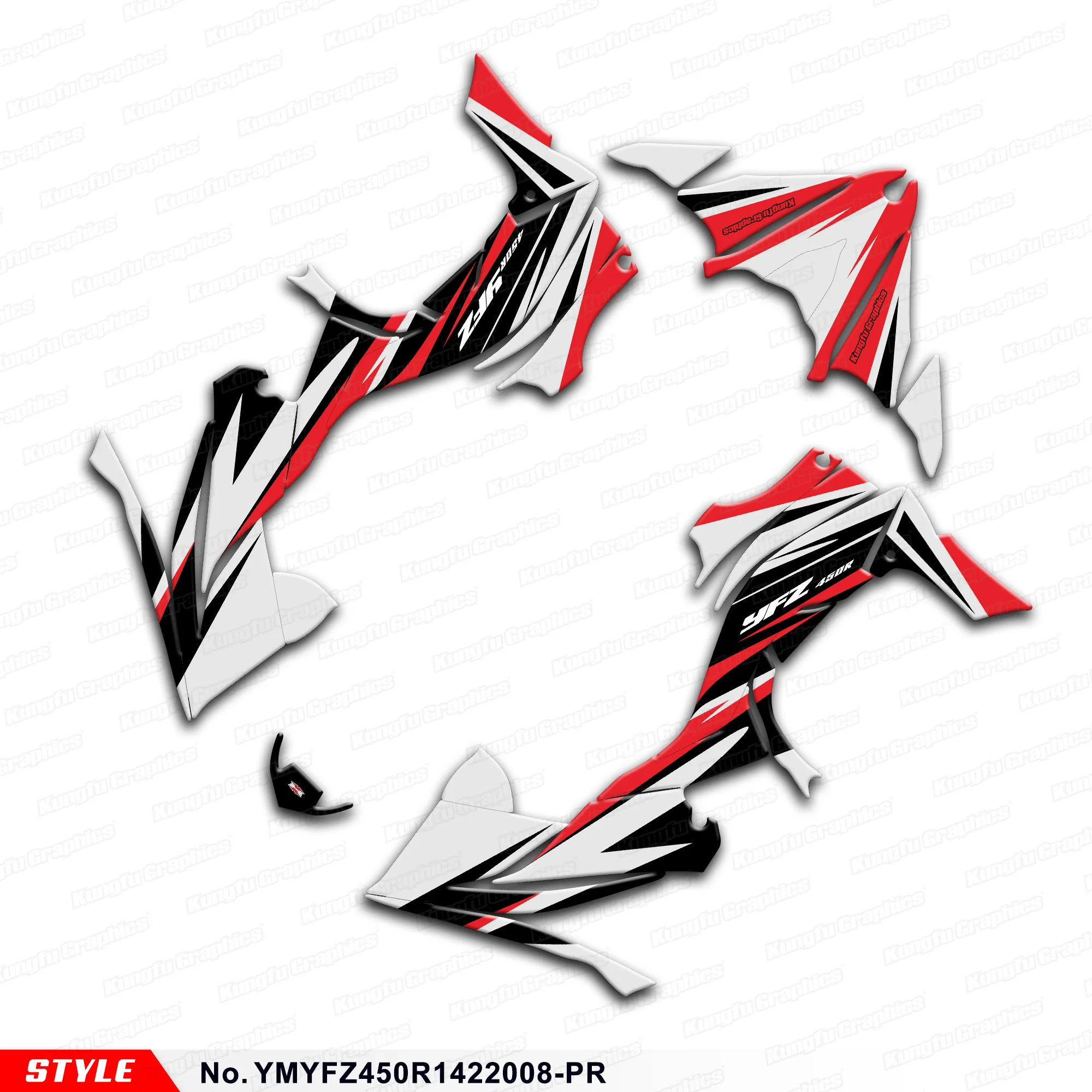 

JY RACING Adhesive Sticker Motorcycle Decals for YAMAH YFZ450R YFZ 450R 14 15 16 17 18 19 20 21 22 23 24 25, YMYFZ450R1422008-PR