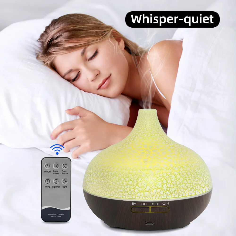 550ML Ultrasonic Essential Oil Diffuser Crack Design Aromatherapy Humidifier with 7 Color LED Lights for Home, Bedroom, Office