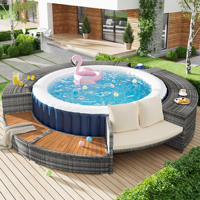 Garden lounge set, round sofa, garden furniture set, casual set, jacuzzi and swimming pool including pillows, terrace furniture