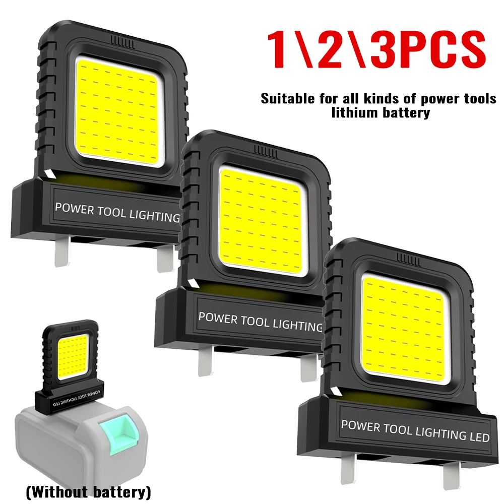 1\2\3PCSSuper Bright LED Work Light Portable Long-Lasting Strong Light Supply for Night Work Light 21V Li-ion Battery Power Tool