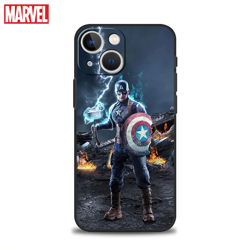 Phone Case For iPhone 15 14 13 11 12 Pro Max XR X 8 7 Plus XS 13mini Cover Silicon Bumper Marvel Captain America Steve Rogers