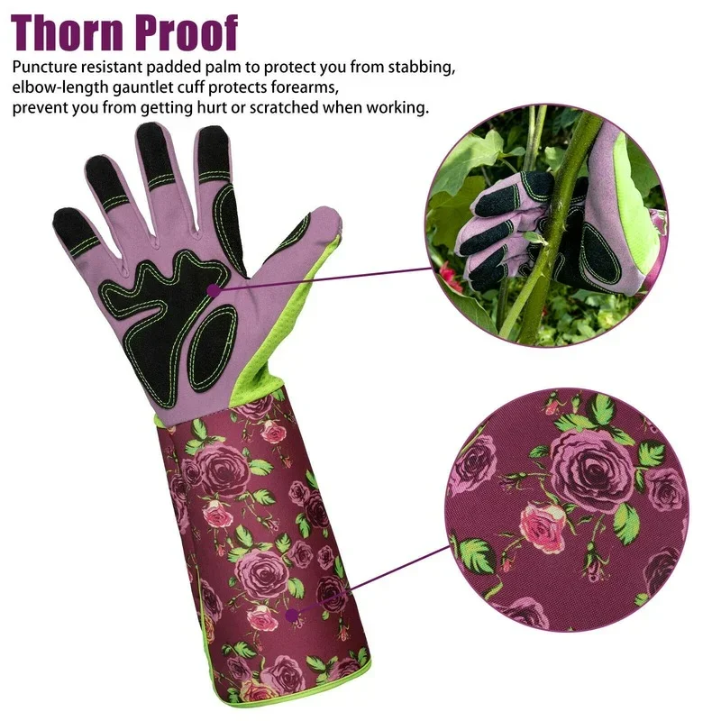 Gardening Thorn Proof Long Gloves Garden Planting Pruning Tool Lawn Gauntlet Hands Protector Waterproof Trimming Gardening Glove