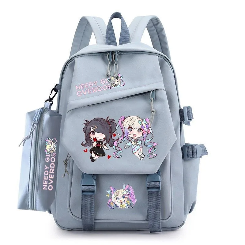 Anime NEEDY GIRL OVERDOSE Cosplay KAnge Nylon Cloth Cartoon Bag High Capacity Campus Student with Pencil Case Backpack Bags Gift