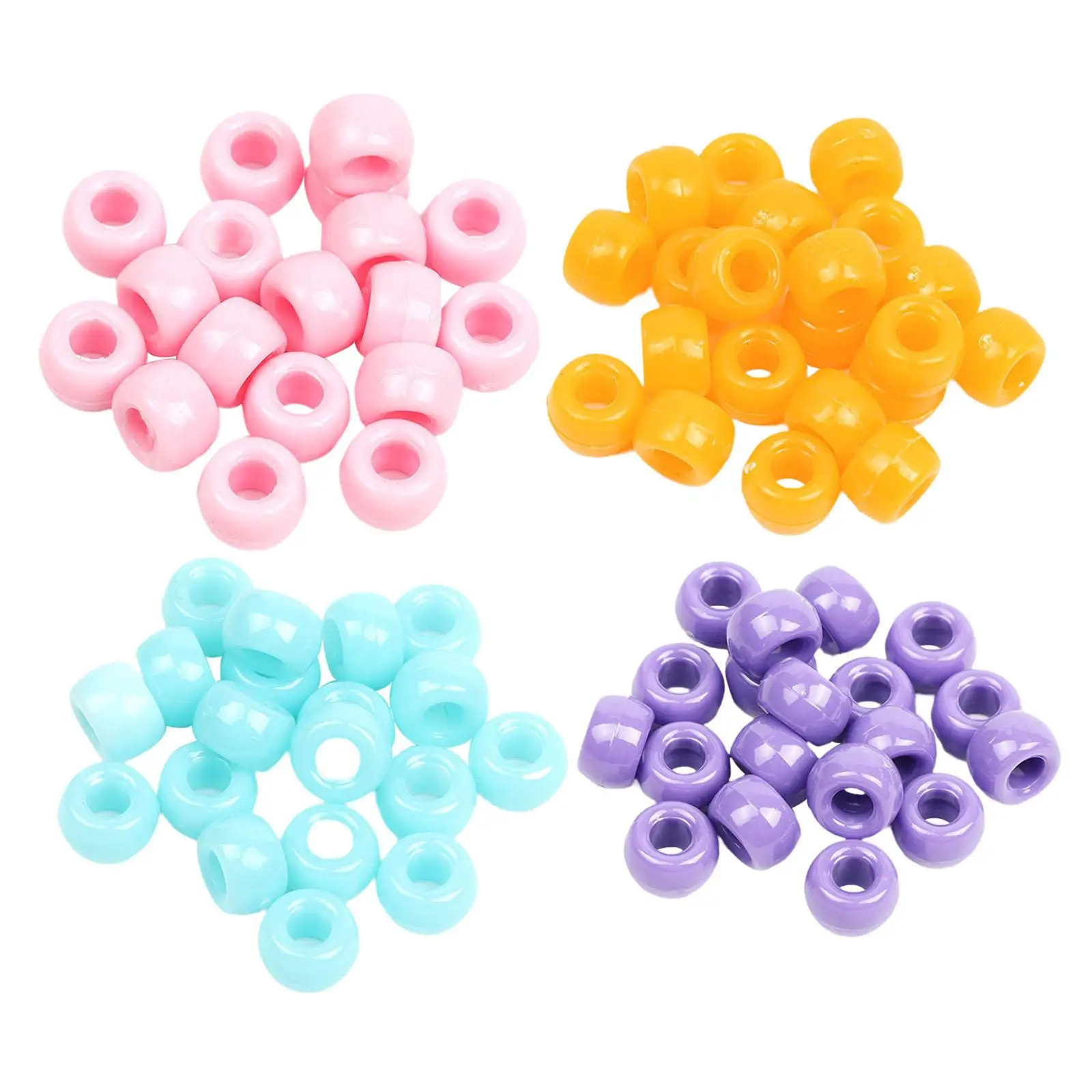 1200Pcs Large Hole Opaque Pony Beads DIY Pendant Dangle Chain Hair Art Creations Barrel Shape Beads Craft Beads Bracelet Beads