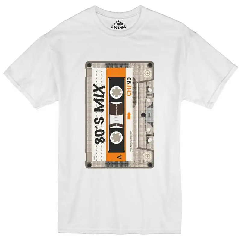 

80's T Shirt C90 Cassette Mélange Ruban Musique Rétro Hommes Coupe Standard Tee