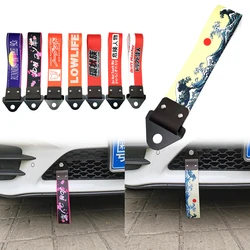 27cm JDM Red Towing Rope Trailer Tow Ropes Racing Car Universal Tow Eye Strap Tow Strap Bumper Trailer Car Decoration Hokkaido